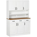 71" Freestanding Buffet with Hutch Farmhouse Storage Cabinet White