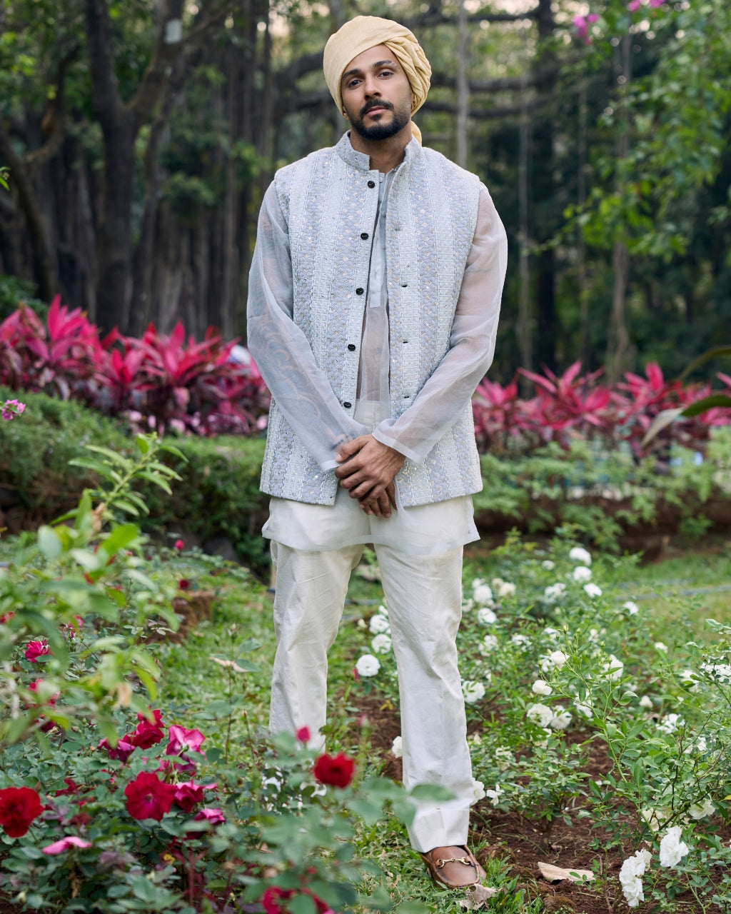 Zoravar Chikankari Bandi Set By KYNAH, Luxury Indian Fashion & Bridal Wear