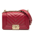 Small Chevron Calfskin Boy Flap