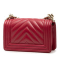 Small Chevron Calfskin Boy Flap