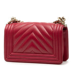 Small Chevron Calfskin Boy Flap