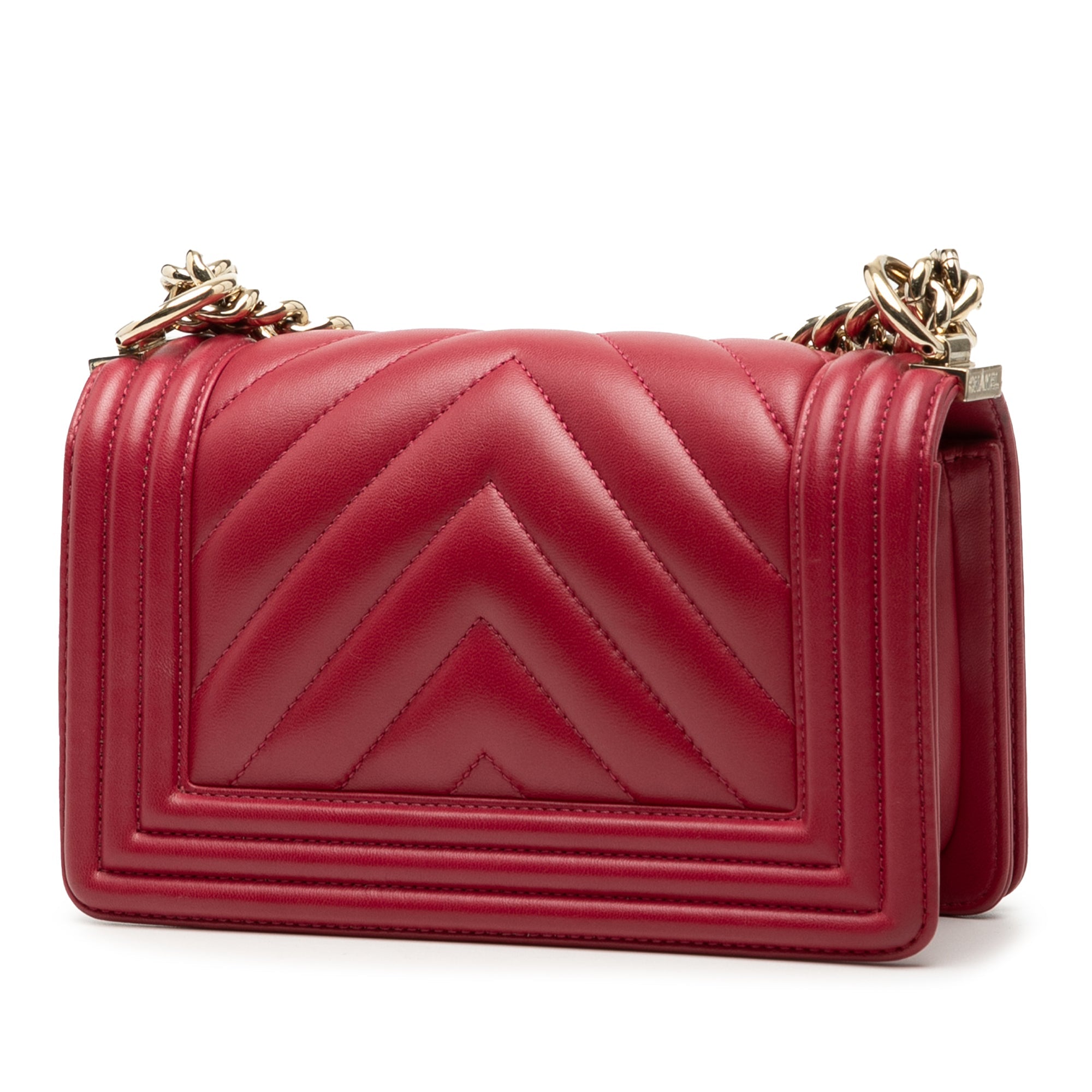 Small Chevron Calfskin Boy Flap