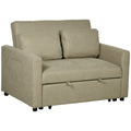 Fabric Loveseat Sofa Bed with Cushions & Side Pockets, Light Brown
