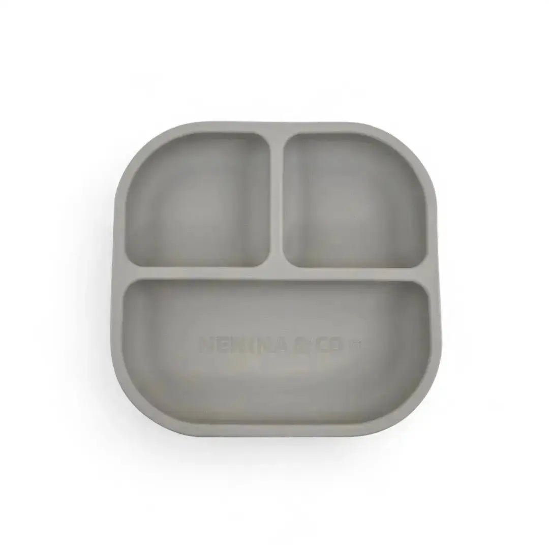 Vajilla BLW Gris 9 Piezas de Silicona orgánica con ventosas Nenina & Co