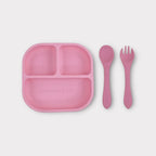 Kit Deluxe Vajilla + Babero BLW Pink 9 Piezas de Silicona orgánica con ventosas Nenina & Co