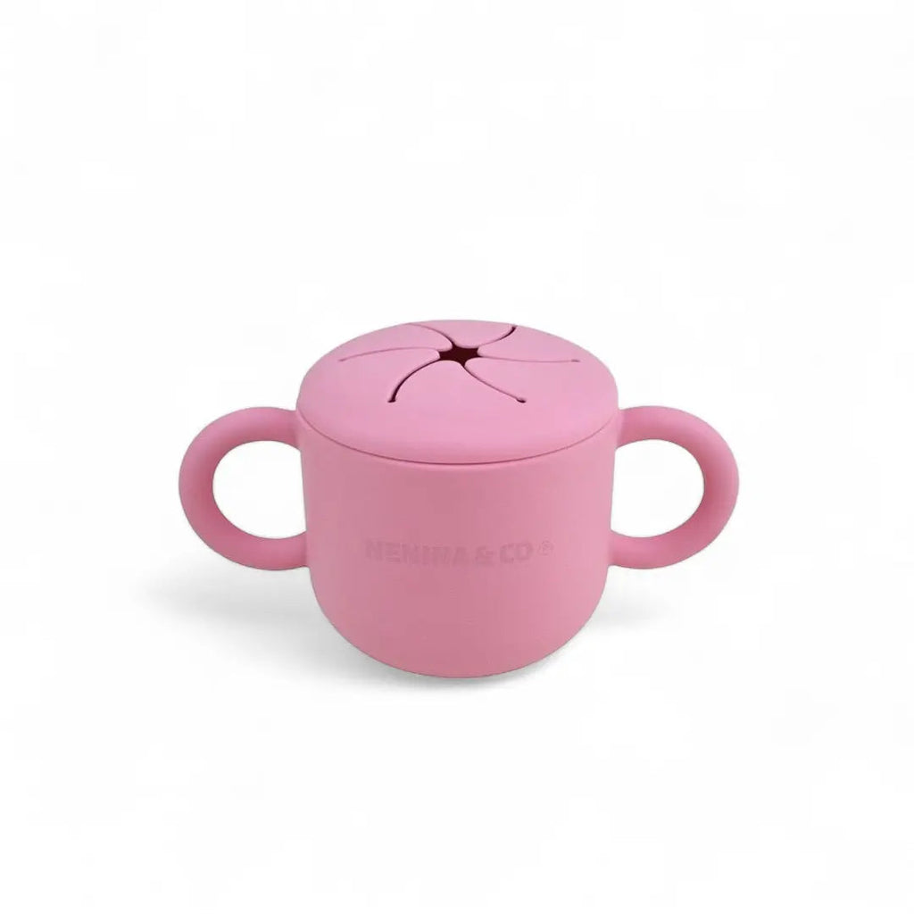 Kit Deluxe Vajilla + Babero BLW Pink 9 Piezas de Silicona orgánica con ventosas Nenina & Co