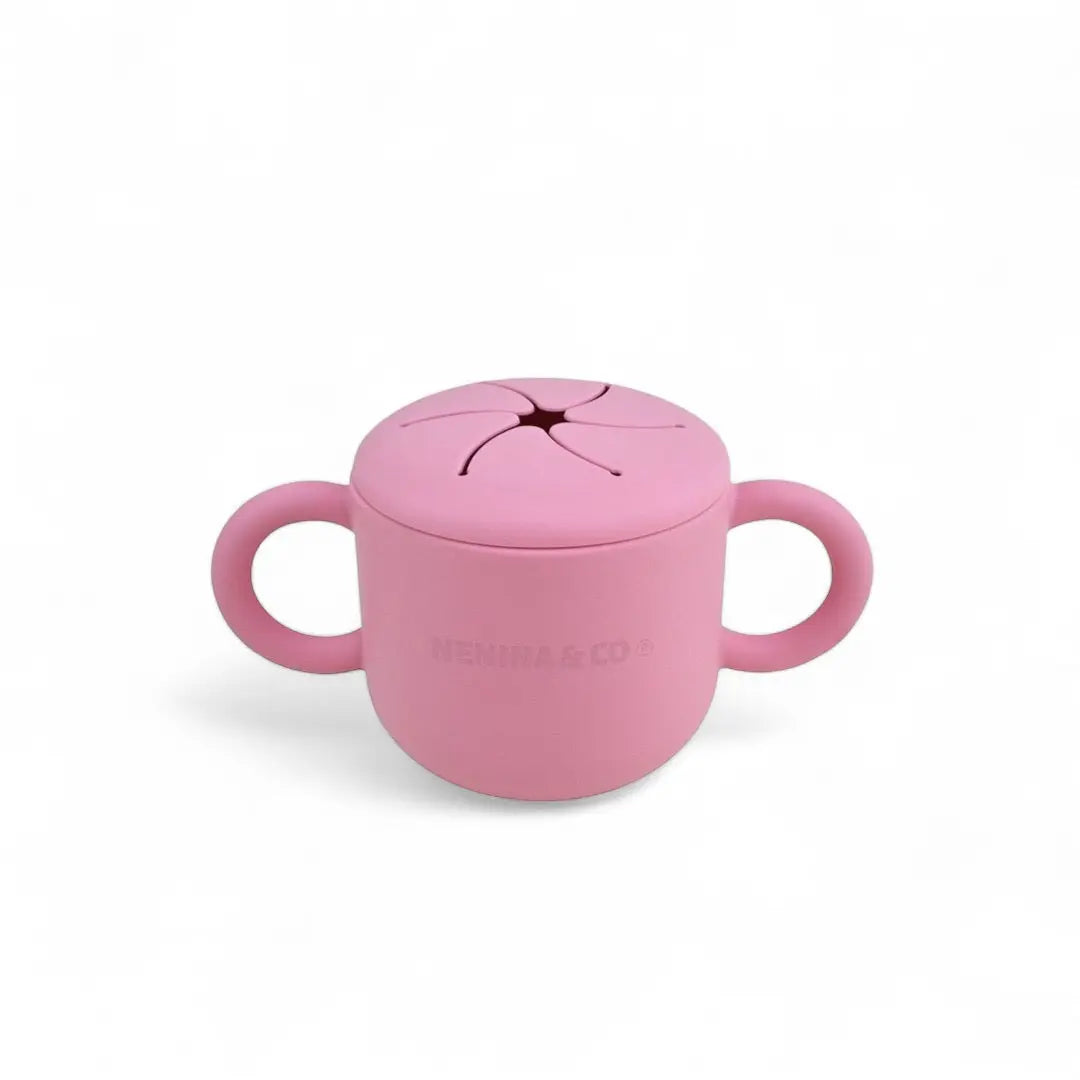 Kit Deluxe Vajilla + Babero BLW Pink 9 Piezas de Silicona orgánica con ventosas Nenina & Co