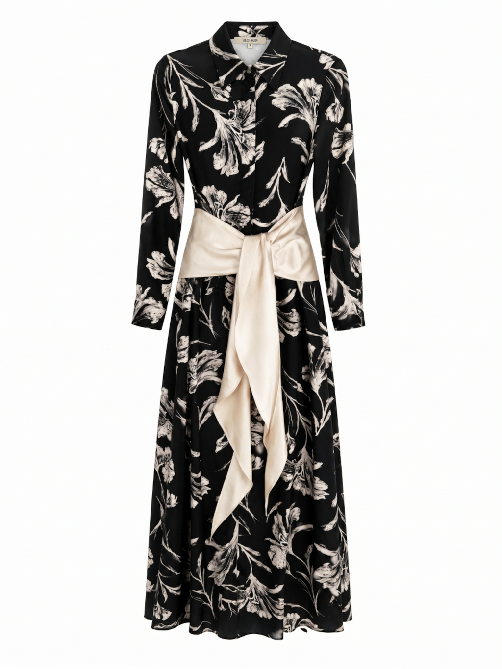 Vestido Lida largo flores negro