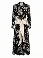 Vestido Lida largo flores negro