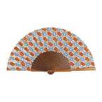 Handcrafted Silk Fan with Geometric Ikat Pattern in Vibrant Colors