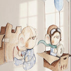 Vinilo Decorativo Infantil - una caja y globos UNA CAJA