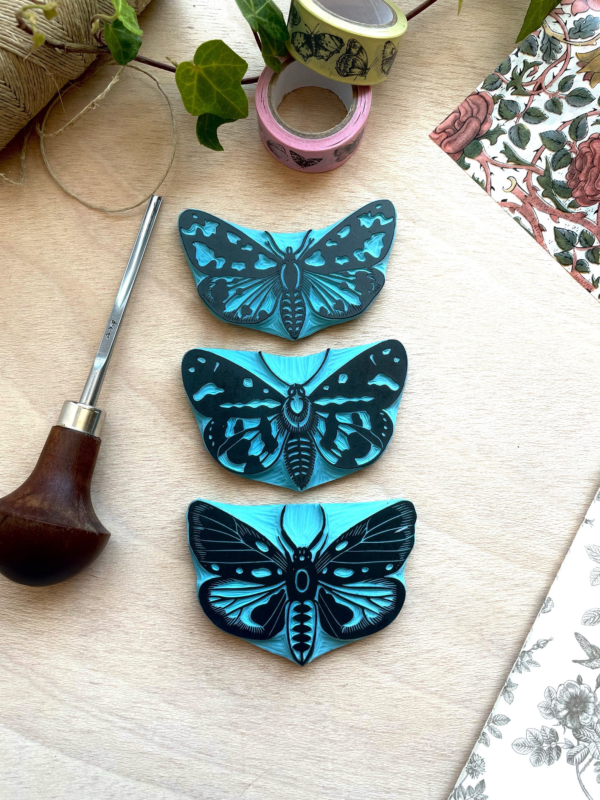 Vintage butterfly rubber stamps