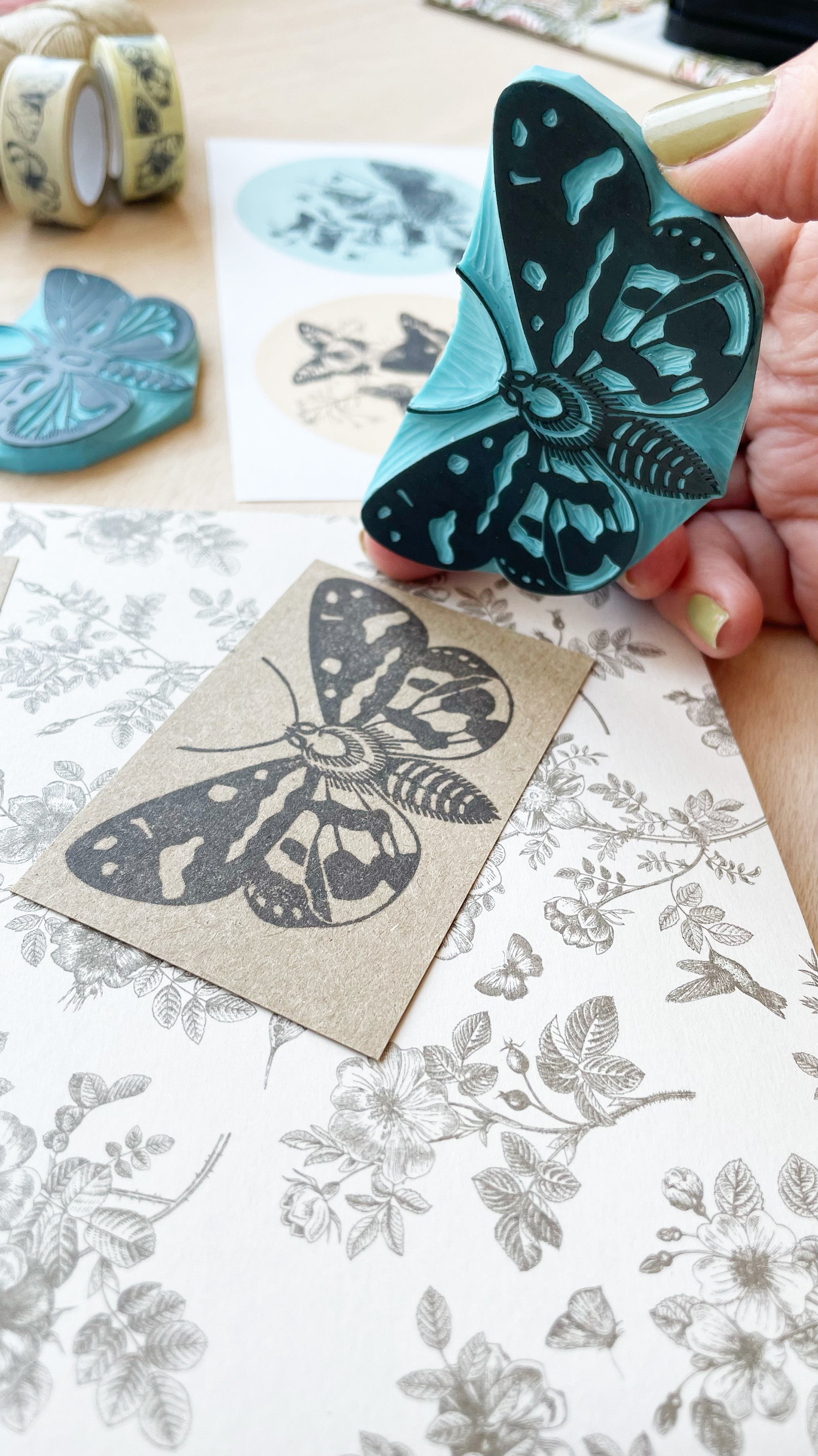 Vintage butterfly rubber stamps