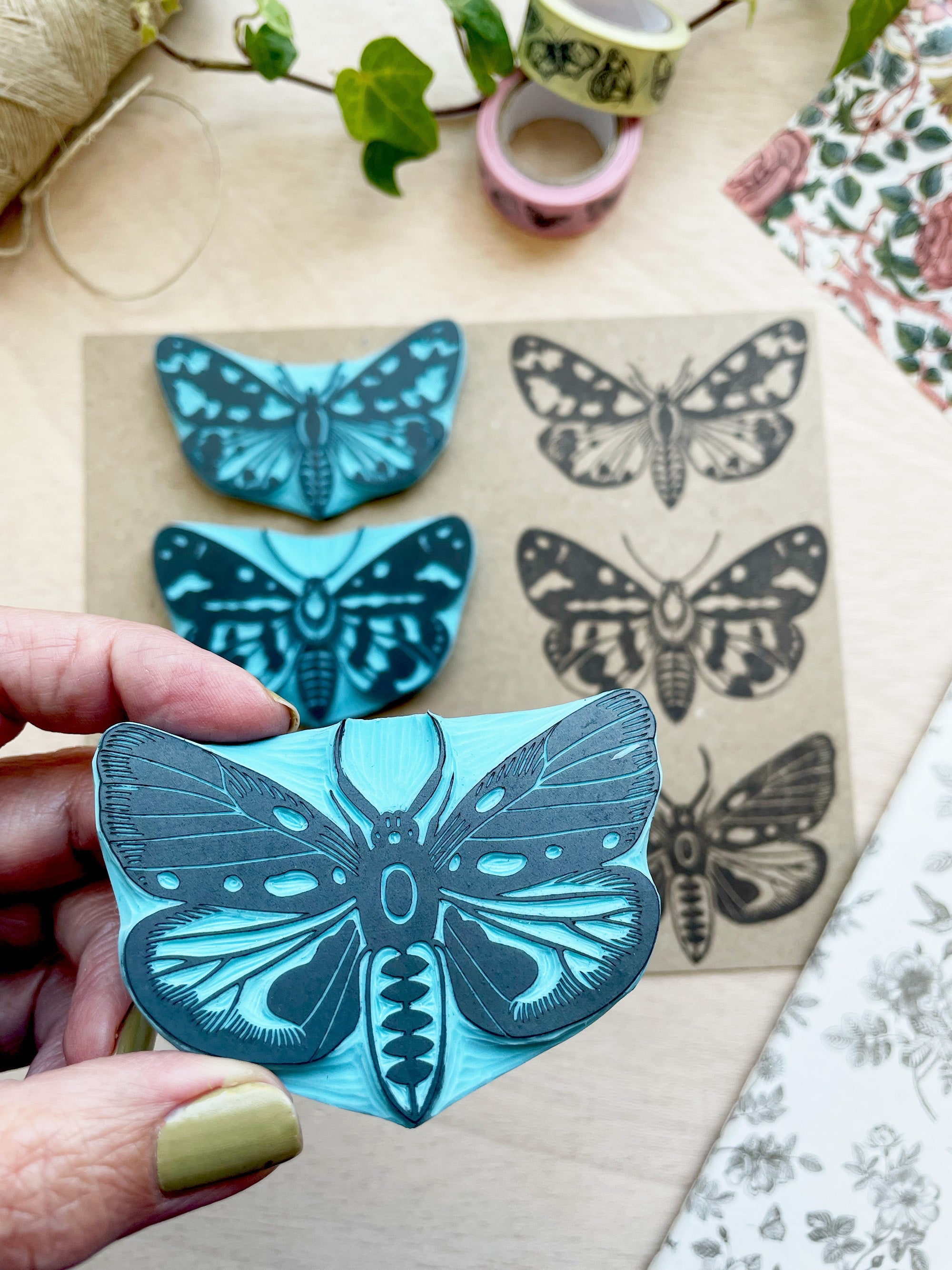 Vintage butterfly rubber stamps