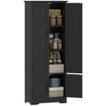 60" Freestanding Kitchen Pantry Cabinet with Adjustable Shelves and Doors, Black