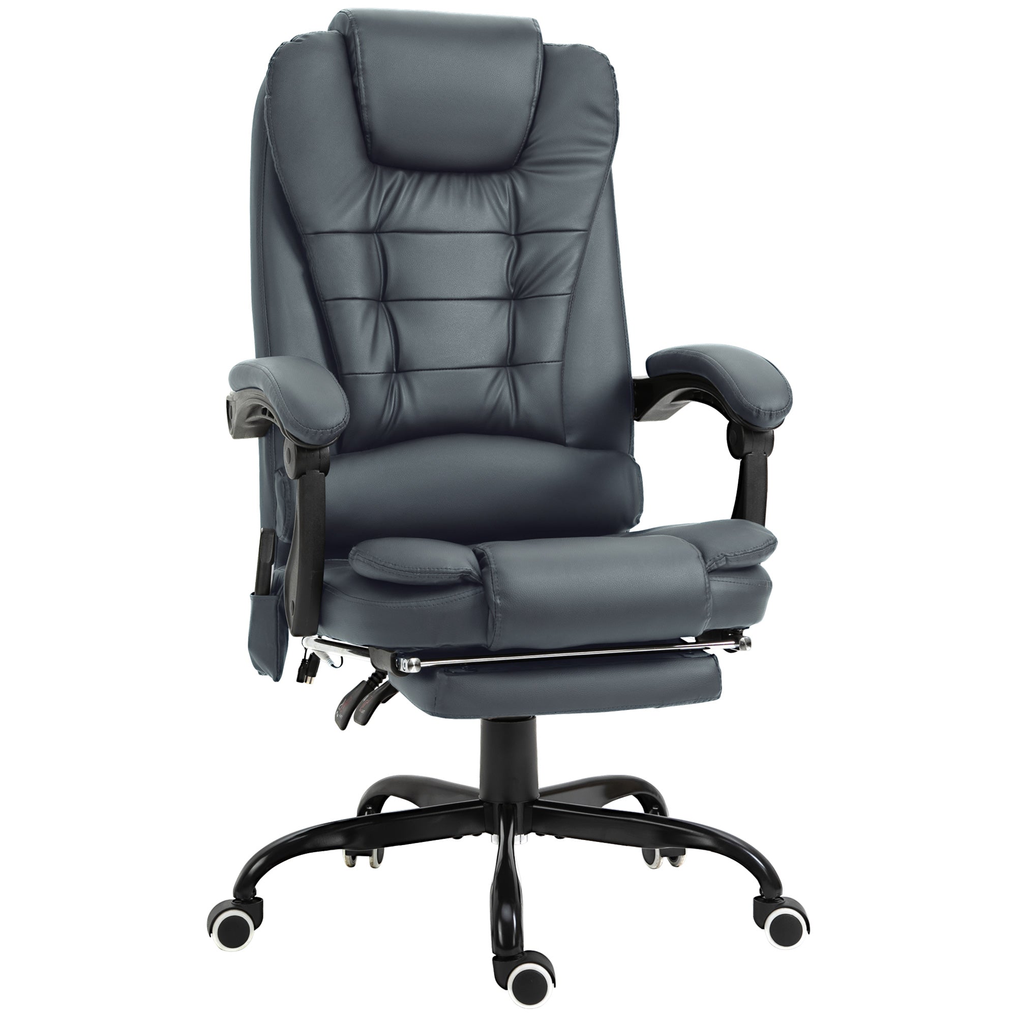 7-Point Massage Office Chair w/ Lumbar Support, Footrest & Adjustable Height, Blue