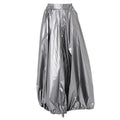 Voluminous Maxi Skirt with Adjustable Hem In Silver | PR Sample