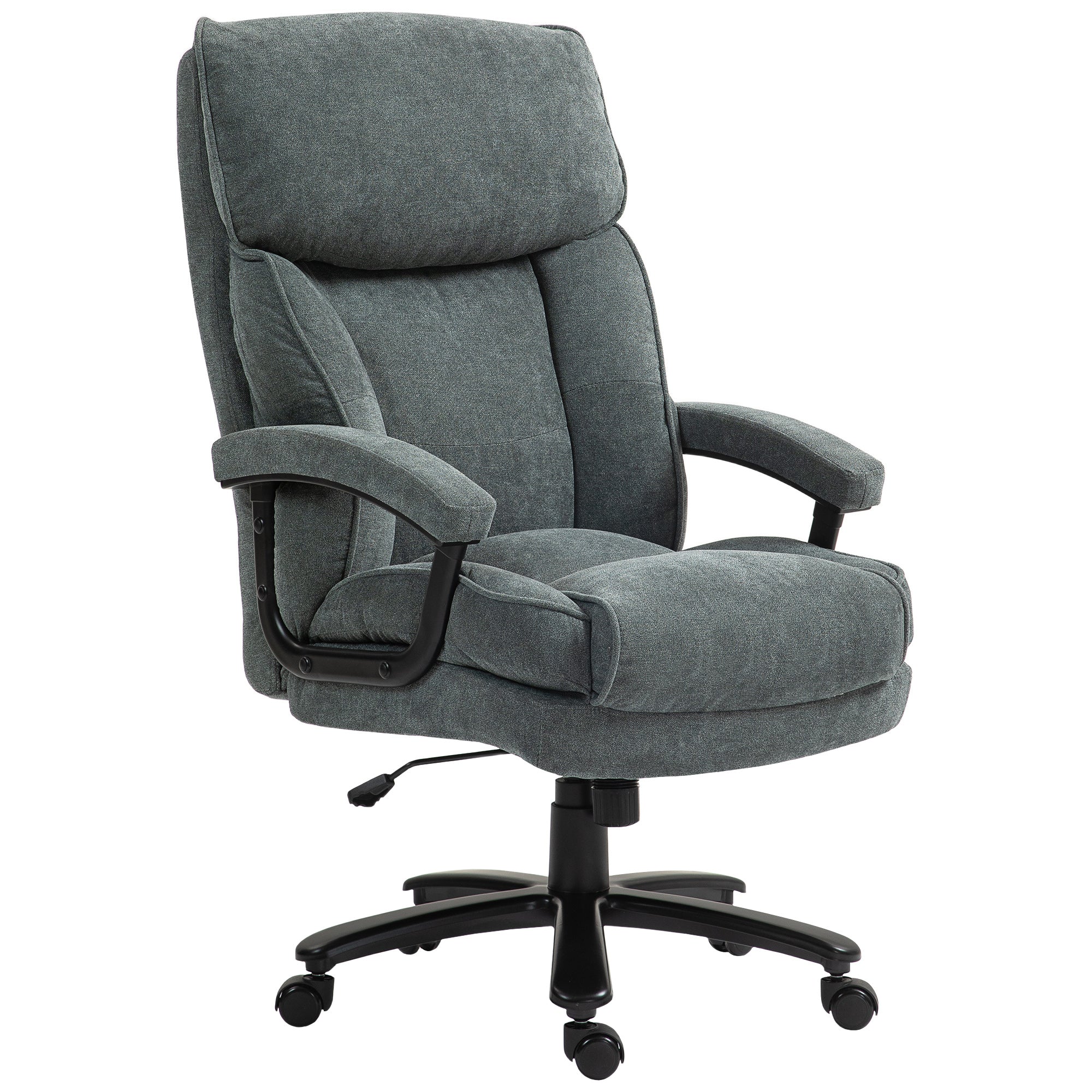 Big and Tall Office Chair, Up to 450 lbs. Overstuffed Executive Office Chair with Swivel Wheels, Grey
