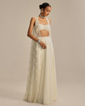 Off White Jacket Pearl And Mirror Jacket Set By KYNAH, Luxury Indian Fashion & Bridal Wear