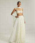 Off White Skirt Set With Halter Neck Blouse By KYNAH, Luxury Indian Fashion & Bridal Wear
