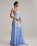 Dew Blue Kurta And Sharara Set By KYNAH, Luxury Indian Fashion & Bridal Wear