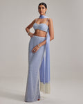 Dew Blue Pencil Skirt Set By KYNAH, Luxury Indian Fashion & Bridal Wear