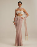 Ash Pink Pearl Scattered Draped Skirt Set By KYNAH, Luxury Indian Fashion & Bridal Wear