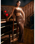 Metallic Copper Pencil Skirt Set By KYNAH, Luxury Indian Fashion & Bridal Wear
