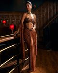 Metallic Copper Single Drop Sari Set By KYNAH, Luxury Indian Fashion & Bridal Wear