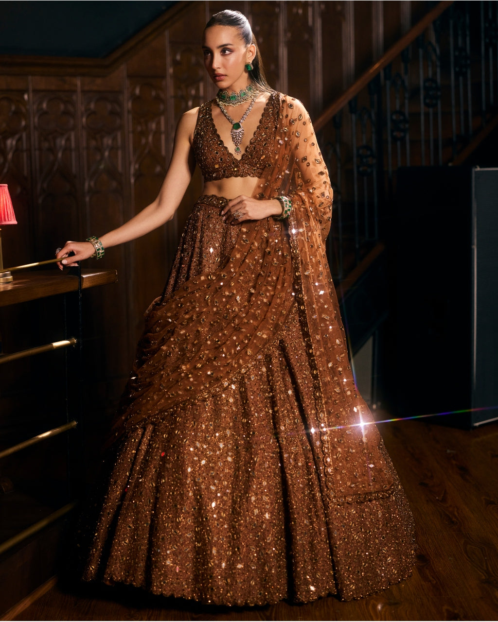 Metallic Copper Lehenga Set By KYNAH, Luxury Indian Fashion & Bridal Wear