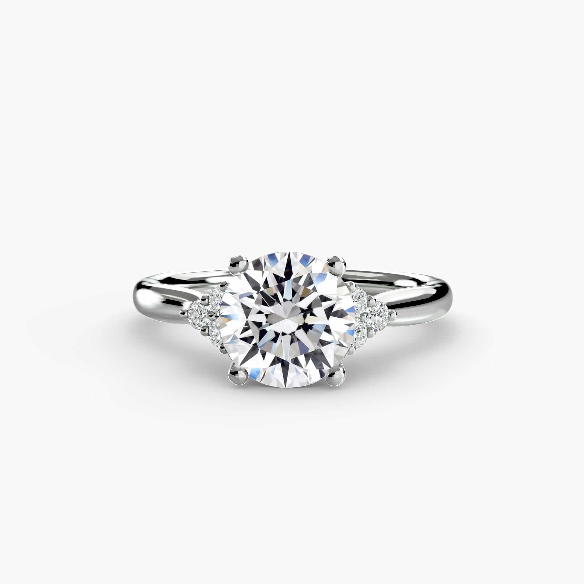 Cluster Shoulder Solitaire Ring