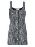 Ganni Cotton Tweed Mini Dress — Gray