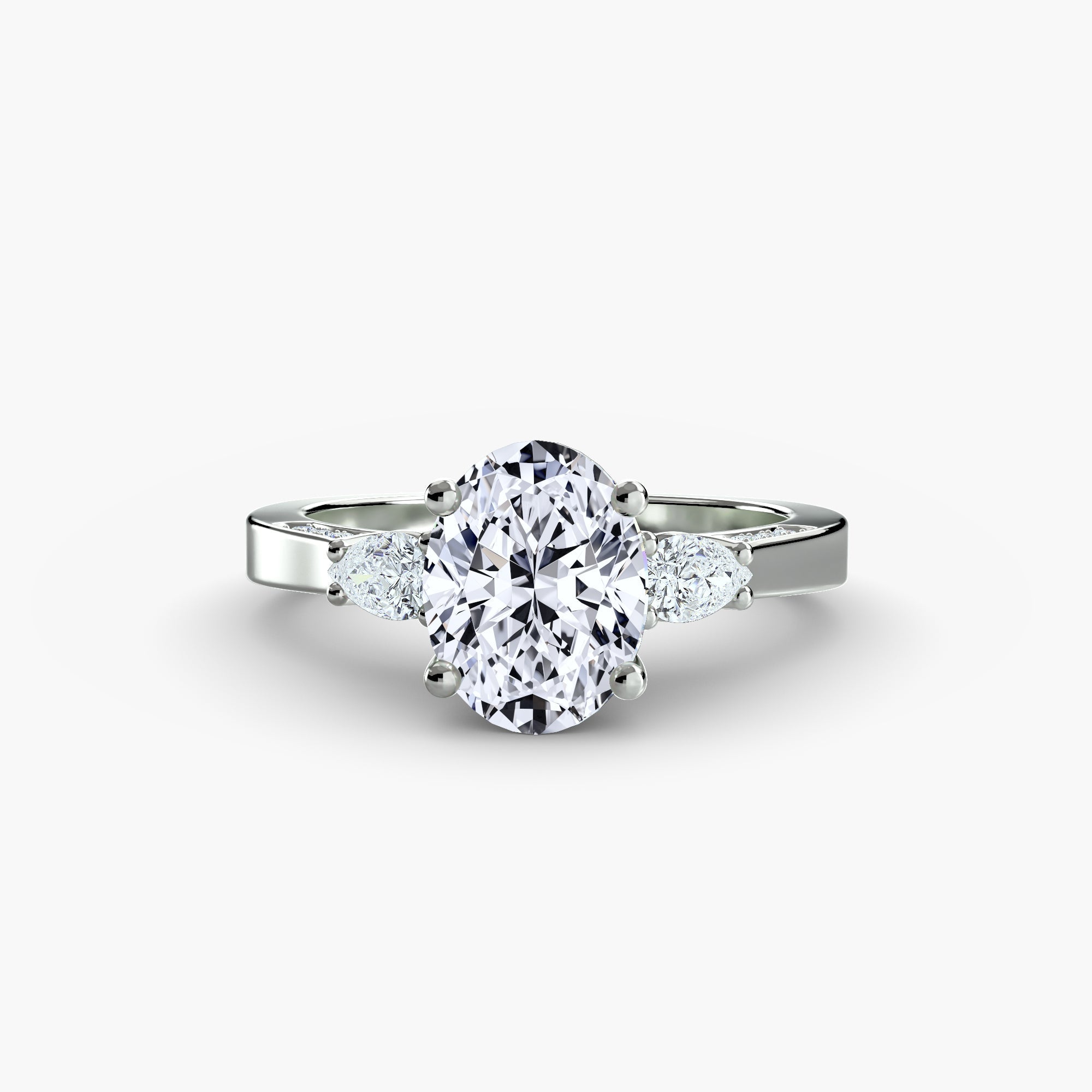 Three-Stone Ring with Pavé Shoulders