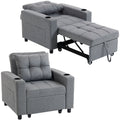 3-in-1 Reclining Sofa Bed Chair with Cup Holders & Side Pockets, Dark Grey