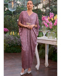 Lavender Shimmer Draped Kaftan Dress By KYNAH, Luxury Indian Fashion & Bridal Wear