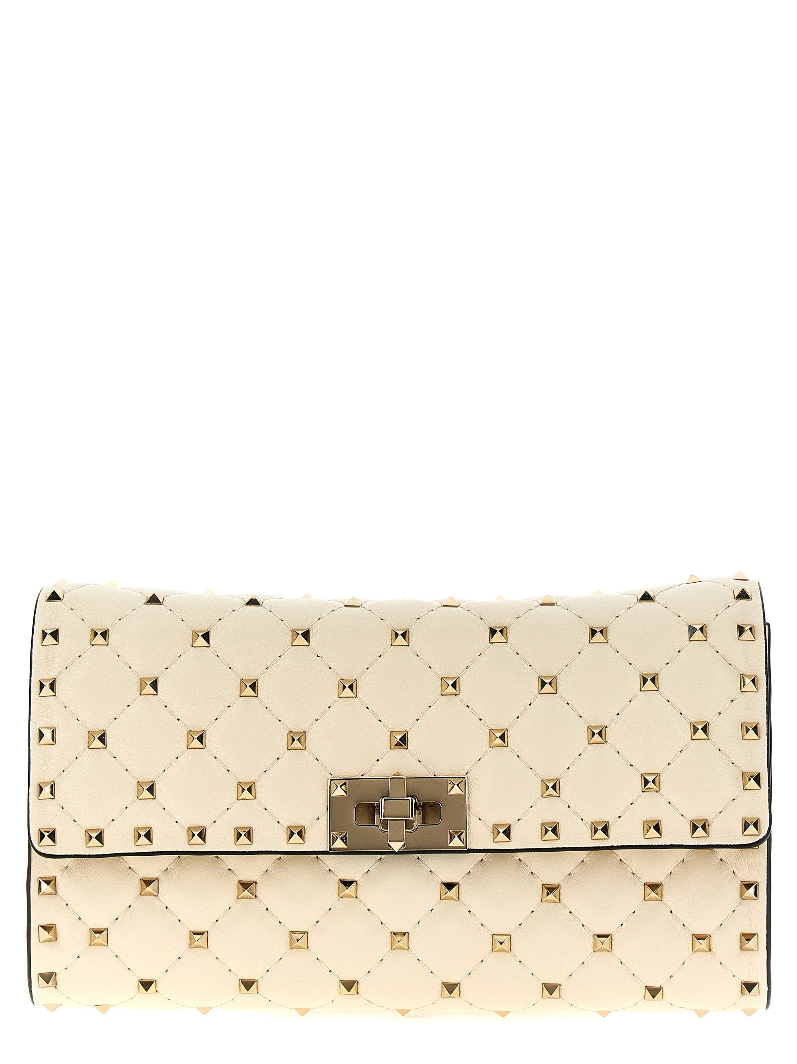 Valentino Garavani Rockstud Spike Shoulder Bag — Cream