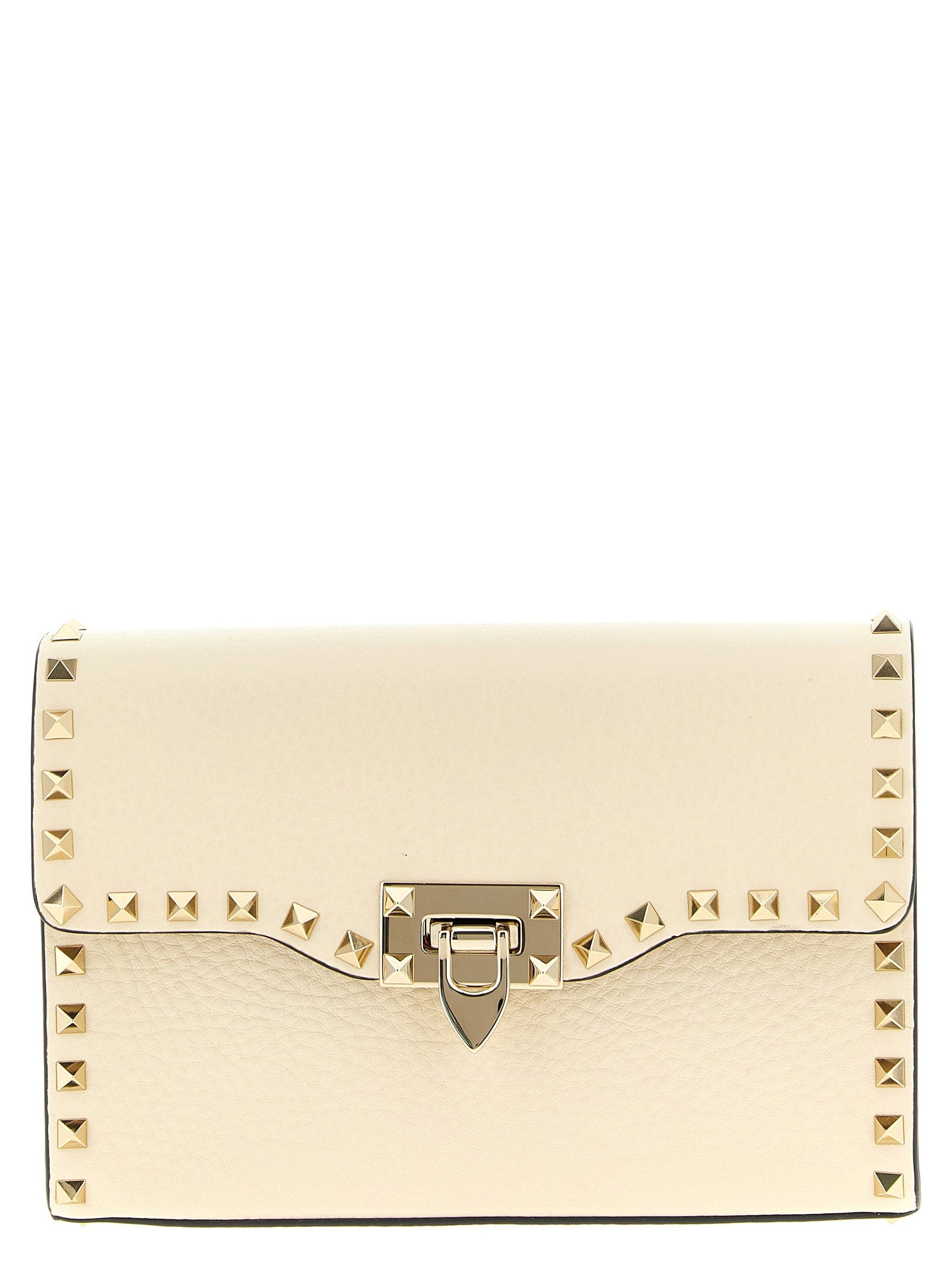 Valentino Garavani Rockstud Shoulder Bag — Cream