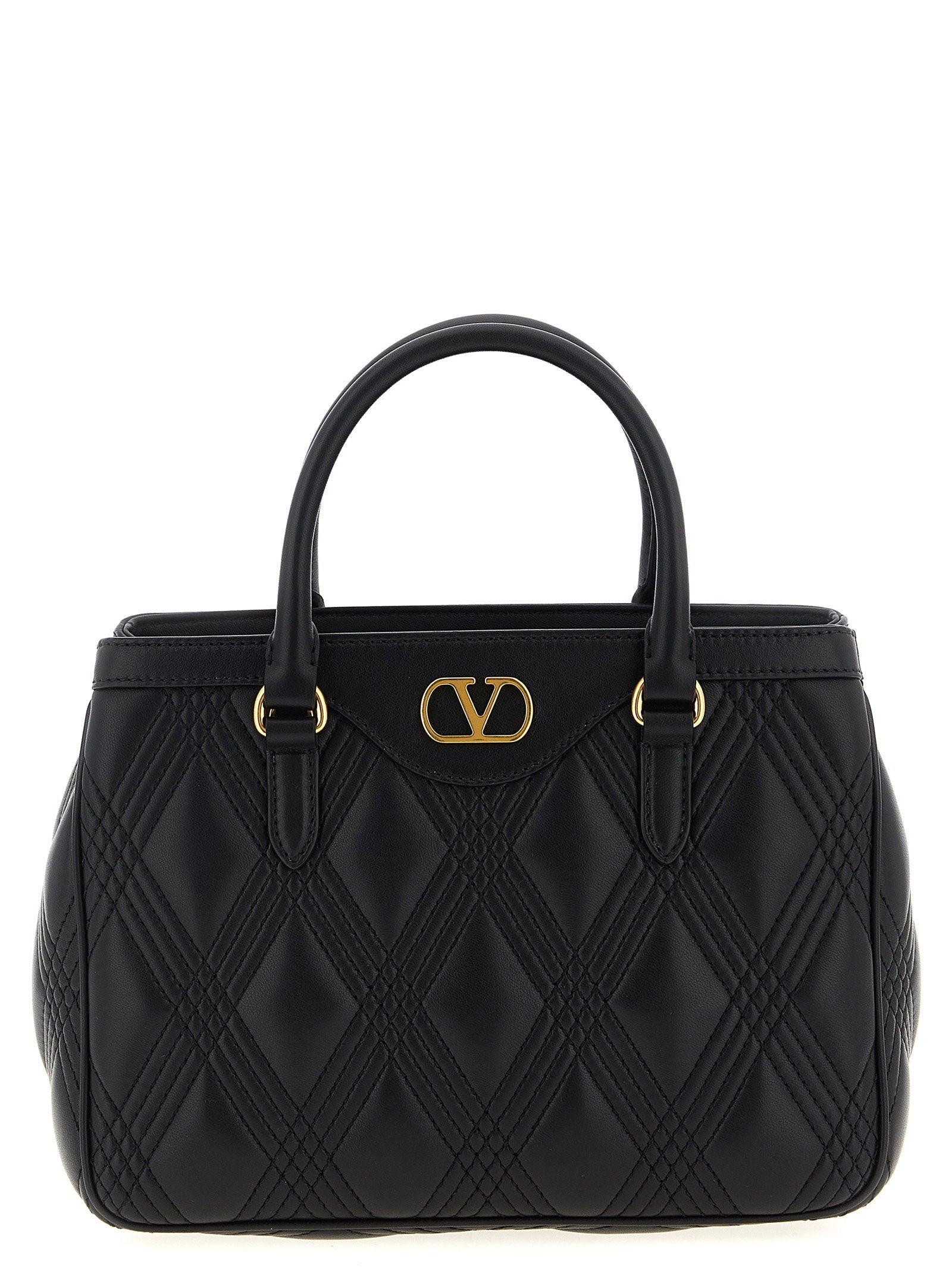 Valentino Garavani Quiltie 67 Top Handle Bag — Black