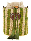 Valentino Garavani Hand-Woven Raffia Bucket Bag — Green