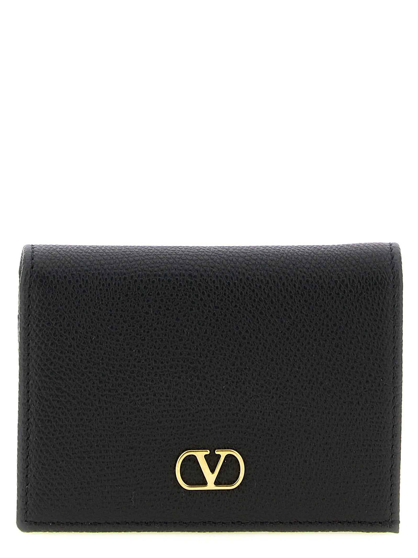 Valentino Garavani Grained Leather Vlogo Wallet — Black
