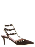Valentino Garavani Pyramidal Stud-Embellished Heel — Brown