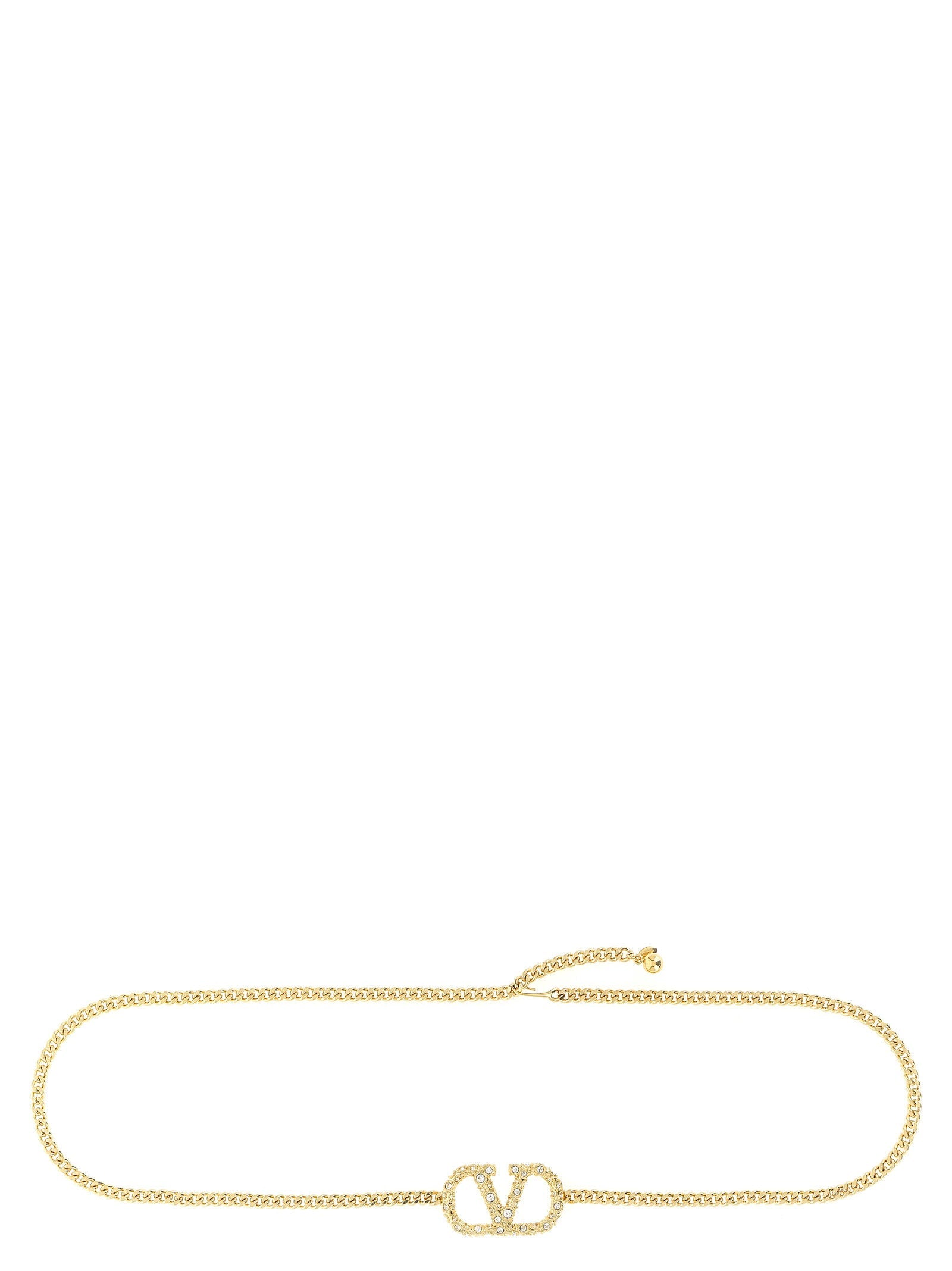 Valentino Garavani Crystal-Embellished Chain Belt — Gold