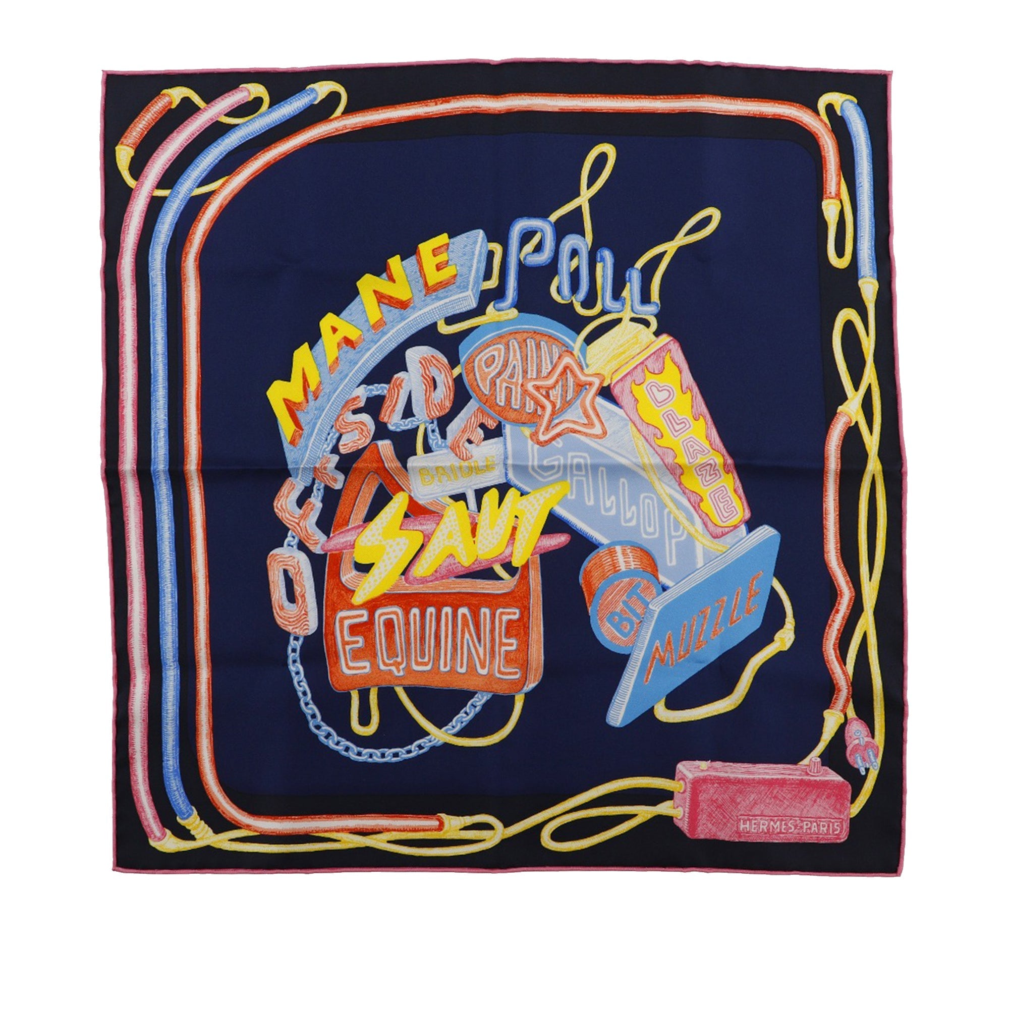 Gavroche Chevaloscope Neon Pointille Silk Scarf 45