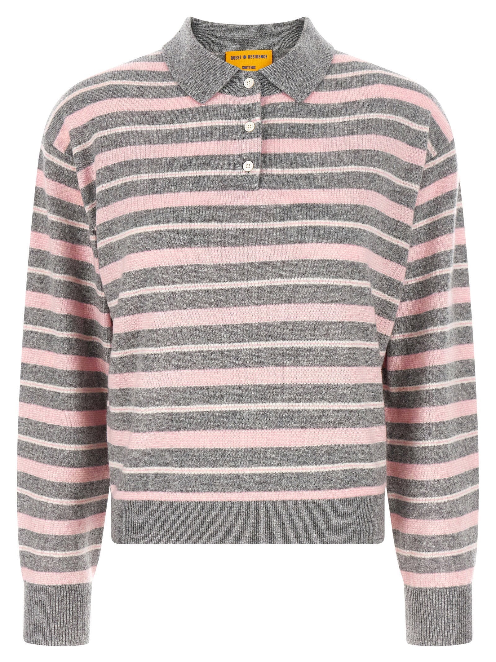 Guest In Residence Collegiate Stripe Polo — Grey