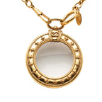 Gold Plated Magnifying Glass Pendant Long Necklace