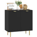 Modern Fluted Sideboard Cabinet with 2 Doors & Metal Legs, Black