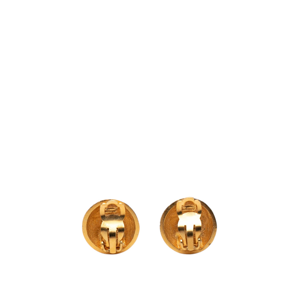CC Gold Plated Textured Dome Clip On Earrings