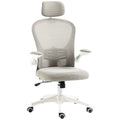 High Back Office Chair, Mesh Computer Desk Chair with 4D Lumbar Support & Flip-up Arm, Grey