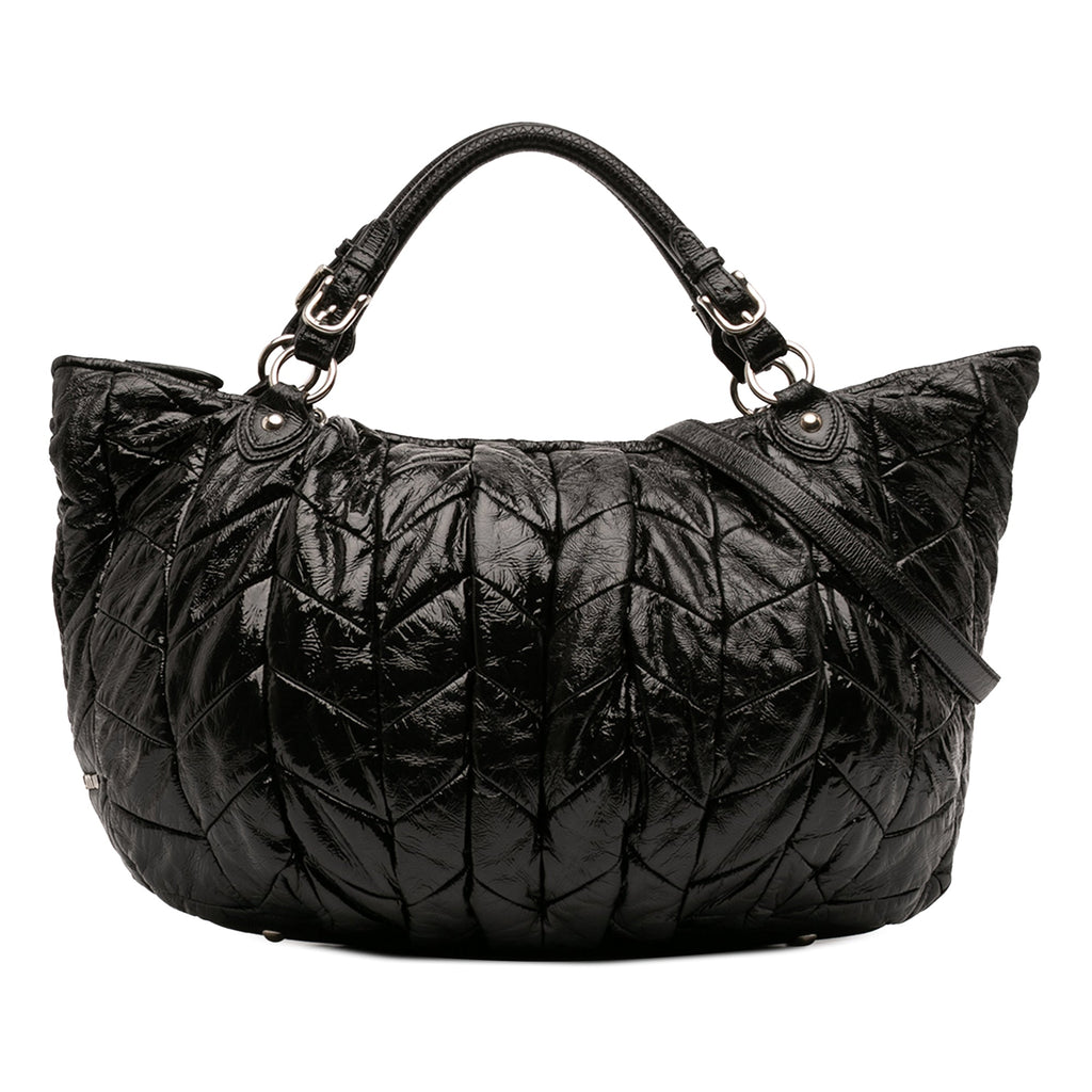 Quilted Patent Leather Hobo