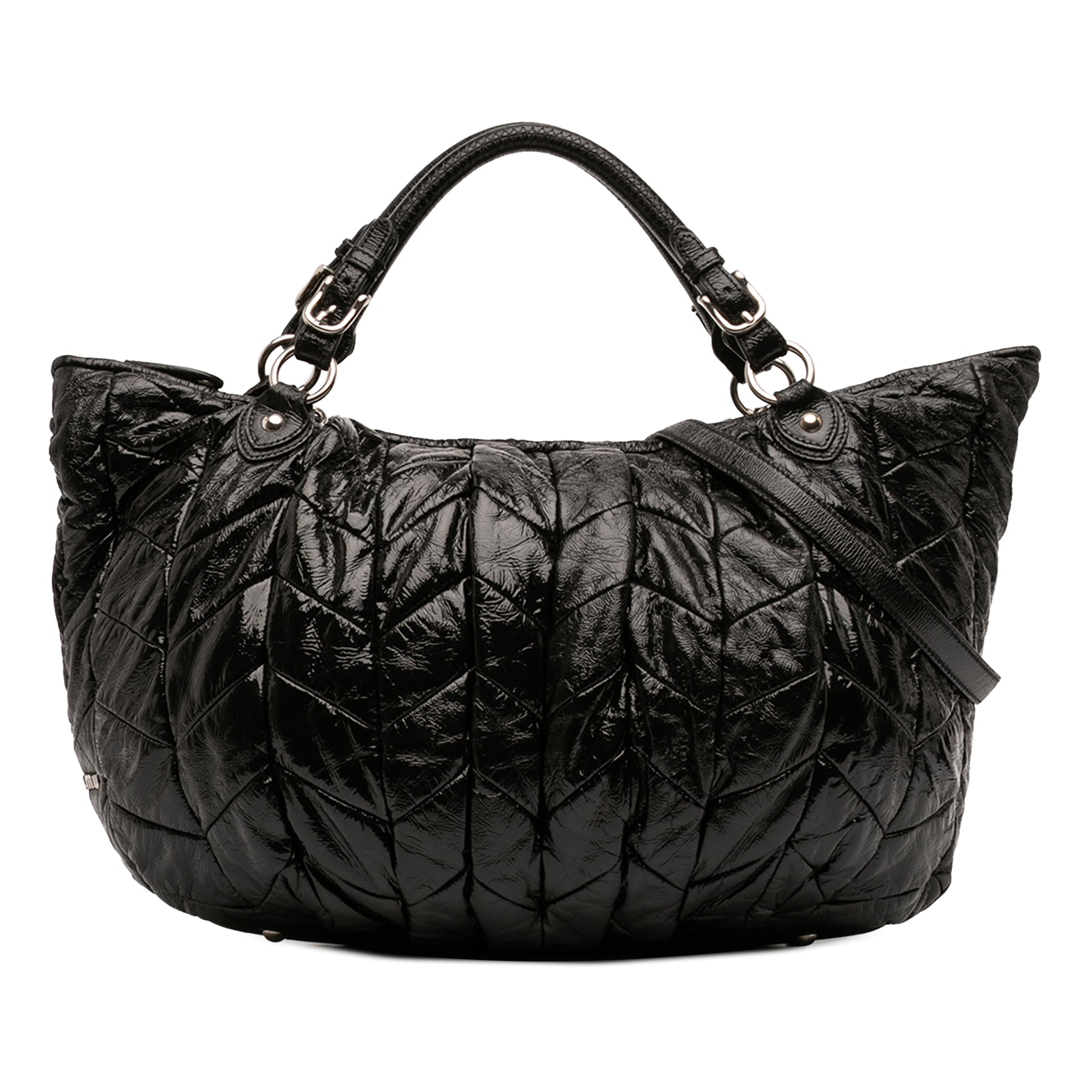 Quilted Patent Leather Hobo